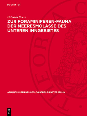 cover image of Zur Foraminiferen-Fauna der Meeresmolasse des Unteren Inngebietes
